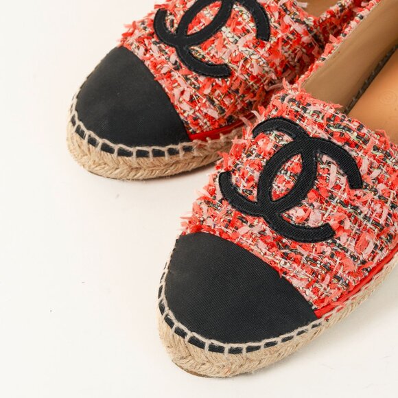 Chanel 21C Coral Tweed Grosgrain CC-Logo Espadrilles - Picture 7 of 13